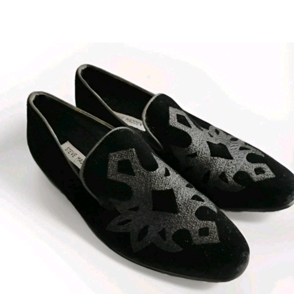 STEVE MADDEN Black Velvet Men's Loafers